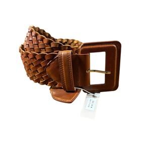 Most‎ Wanted Belt Womens M Cognac Wide Braided Leather Belt 90s Boho Western New